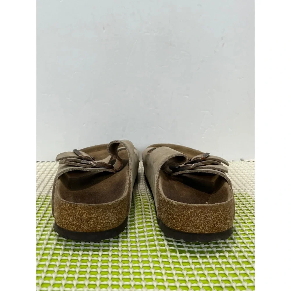 Birkenstock Arizona Tobacco Brown Nubuck Leather Slide Sandals